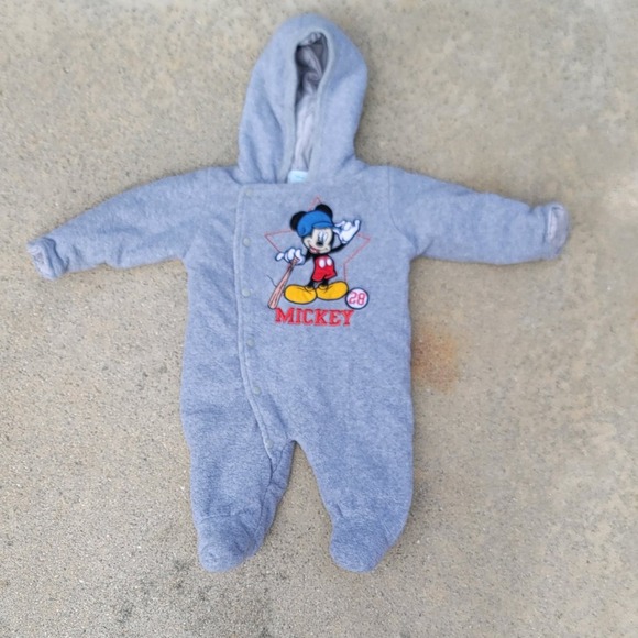 Disney Other - Disney Mickey Mouse Baby 6/9 Months One Piece Hooded Snow Suit